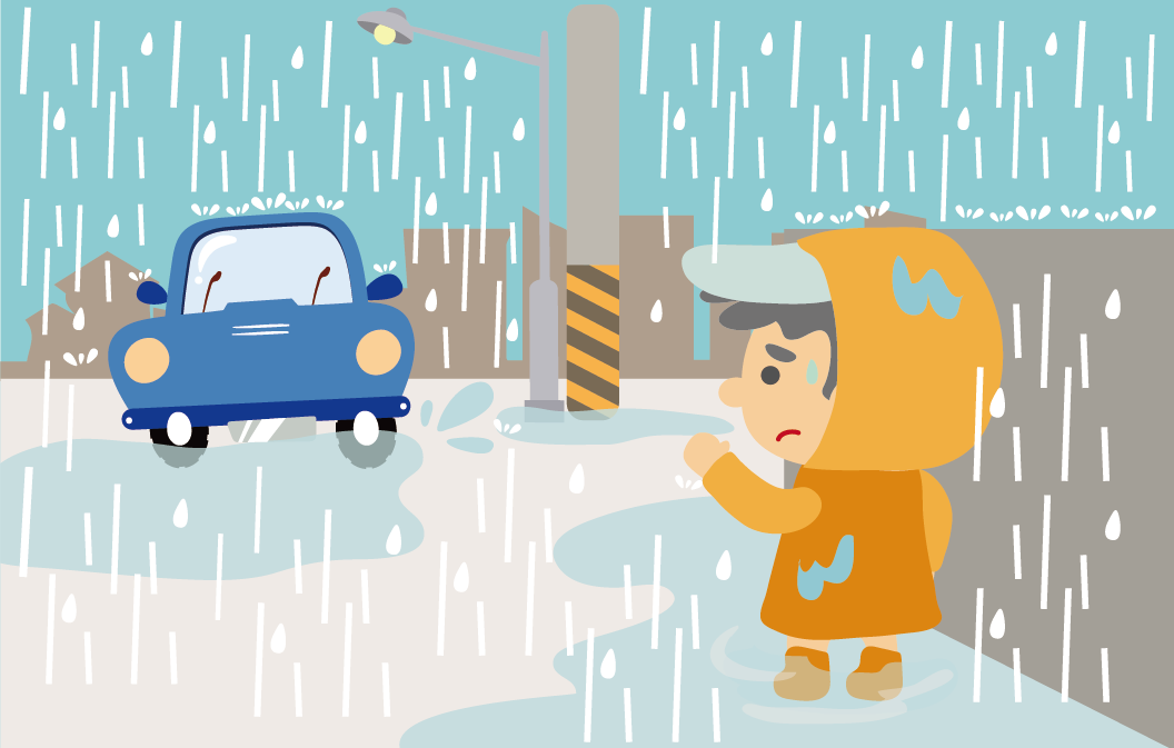 下大雨時巡視屋外汽車是否泡水的示意圖
